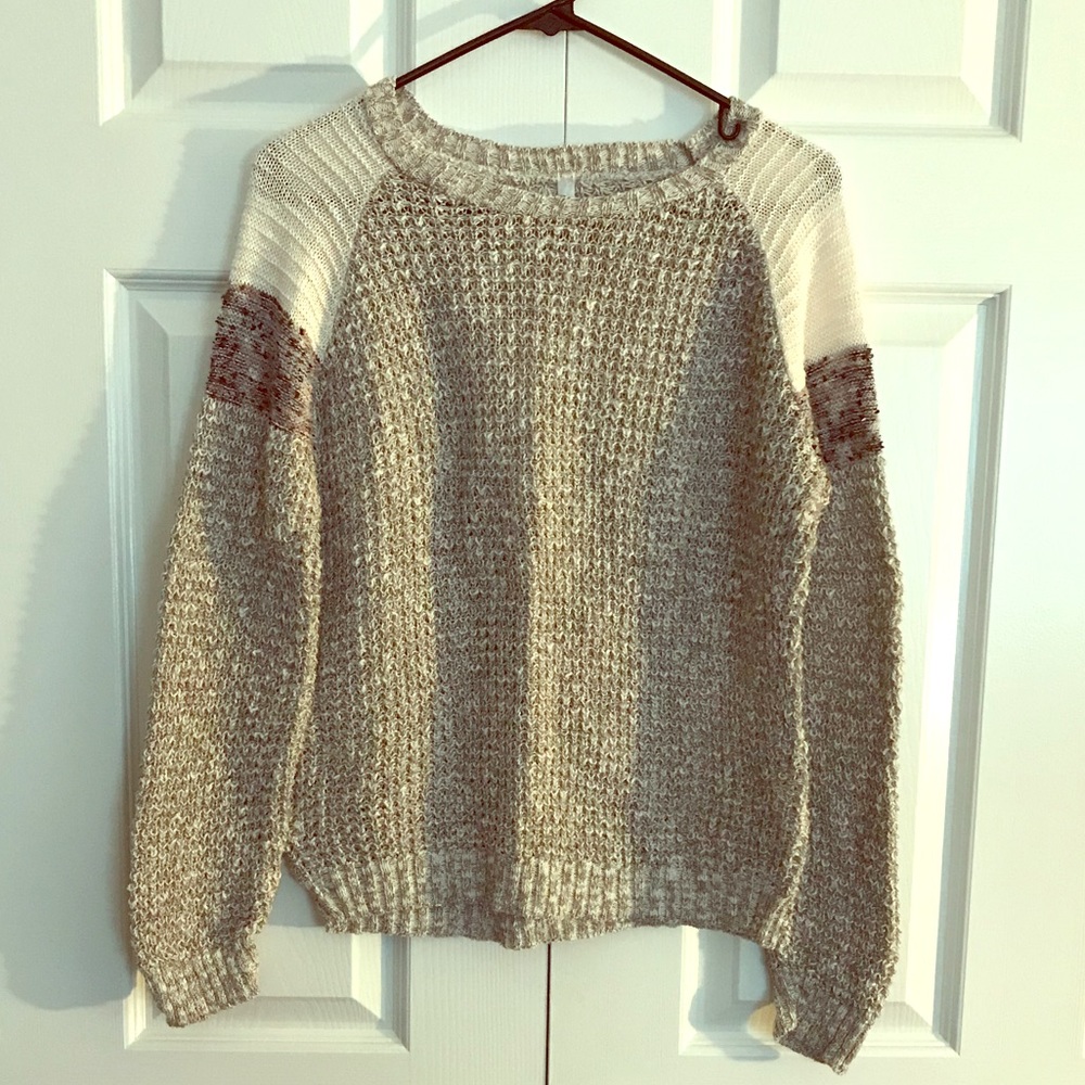 Nice Women's Knit Sweater - Cream and Gray. Earthy tones